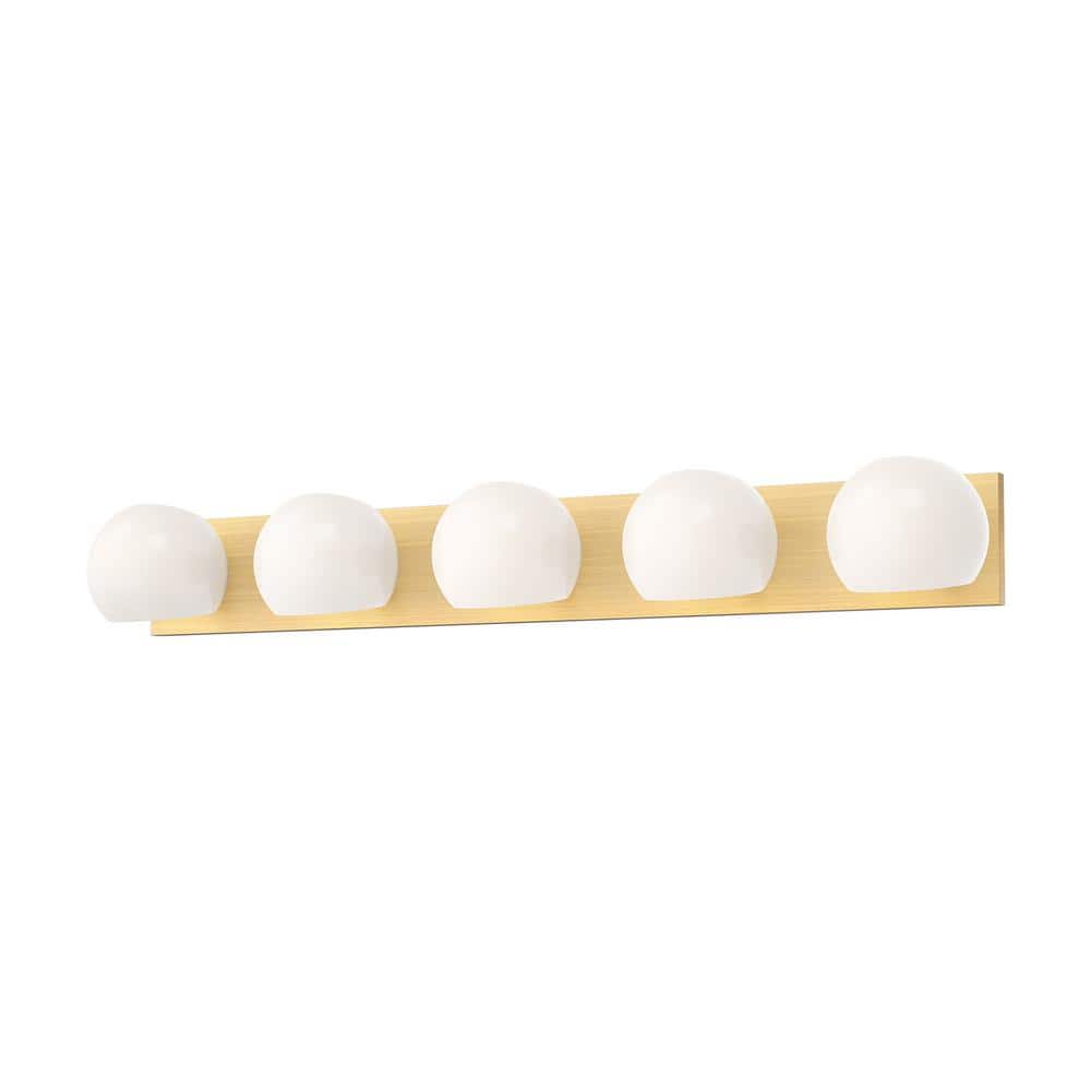Brushed Gold Opal Matte Glass 4-Light Bathroom Fixture