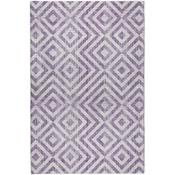 Dream Shag Premium Machine Washable Abstract ADS733 Purple 5 ft. x 7 ft. 6 in. Area Rug