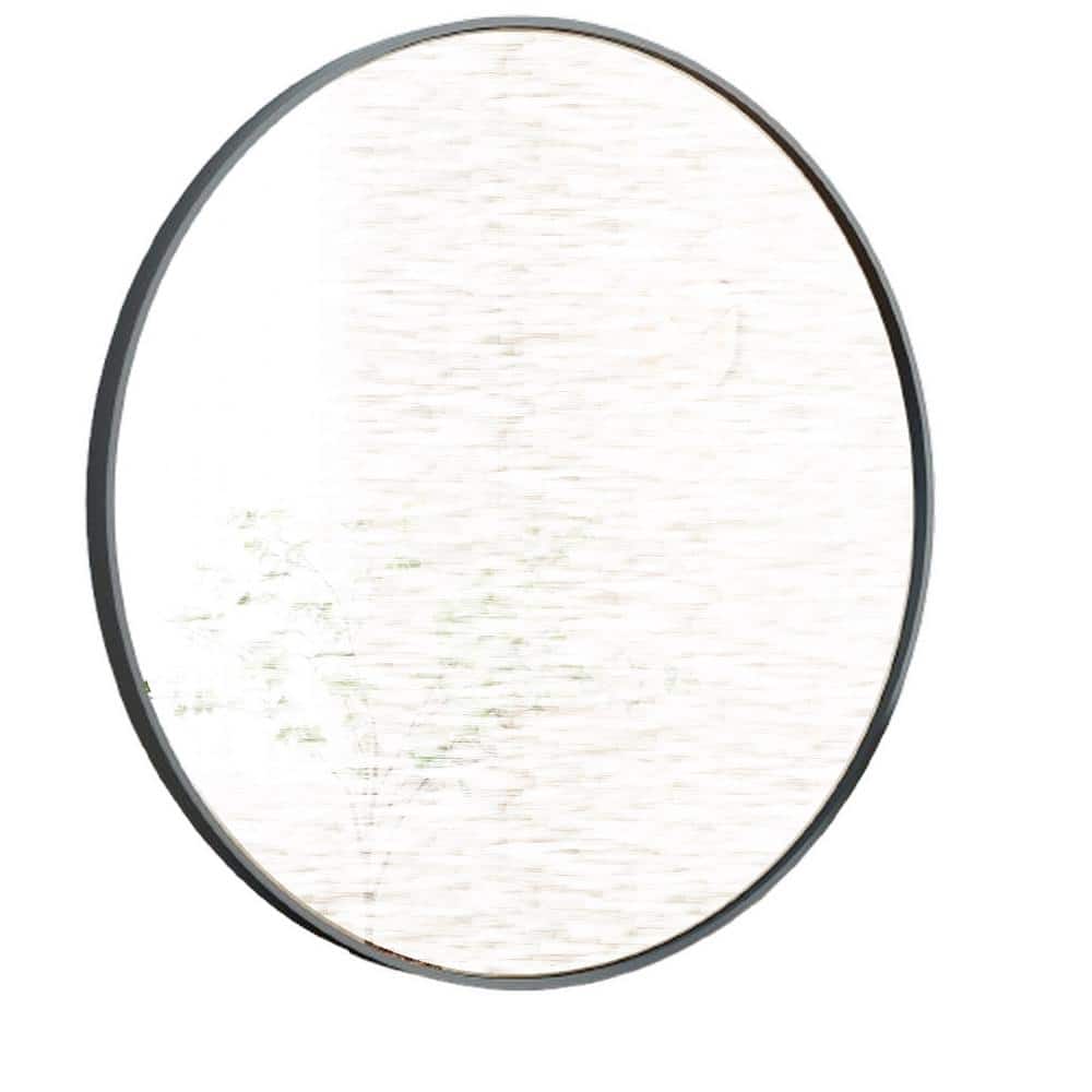 Hot Seller Black 24 in. W x 24 in. H Round Aluminum Framed Wall Mirror-for 