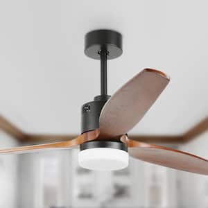 52 in. Indoor Black Classic LED Ceiling Fan with Light and Remote, Reversible Motor