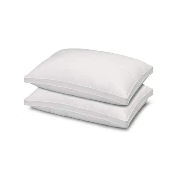 ELLA JAYNE Soft Gusseted Plush Gel Fiber Filled Allergy Resistant King Size Pillow Set of 2