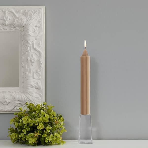 Grecian Collenette 9 in. Taupe Unscented Taper Candle (Set of 4)