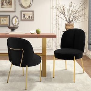 Modern Black Round Upholstered Kitchen Dining Chairs (Set of 2)