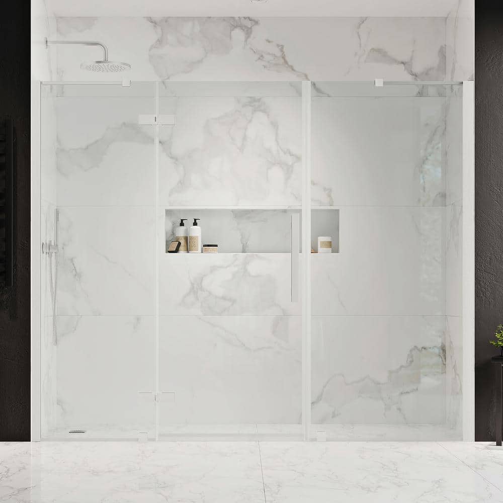Tampa 85'' Satin Nickel Frameless Glass Shower Enclosure