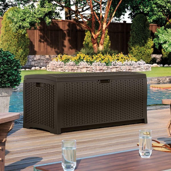 Suncast Outdoor Resin Storage Deck Seat Water Resistant Garden Patio Furniture for sale online 