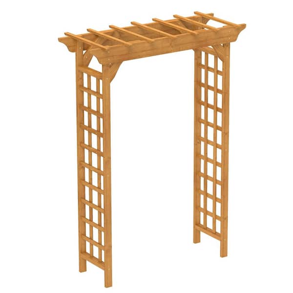 Wooden Arbor, Wedding Arch for Ceremony, Wood Trellis for Plant Climbing, Decorative Stands Decor Pergola in Light Brown