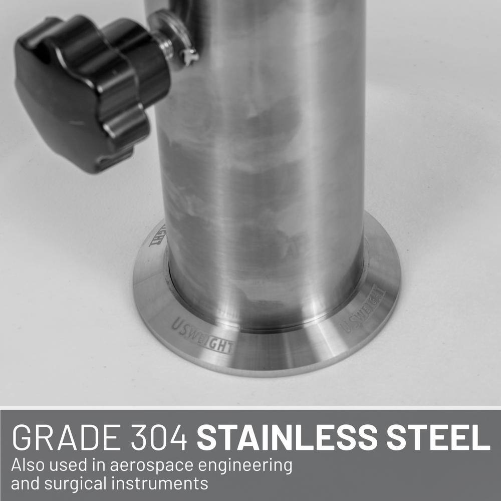 White Fillable HDPE and Stainless Steel Umbrella Base with Wheels