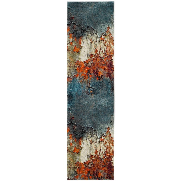 Glacier Blue/Multi 2 ft. x 12 ft. Geometric Runner Rug