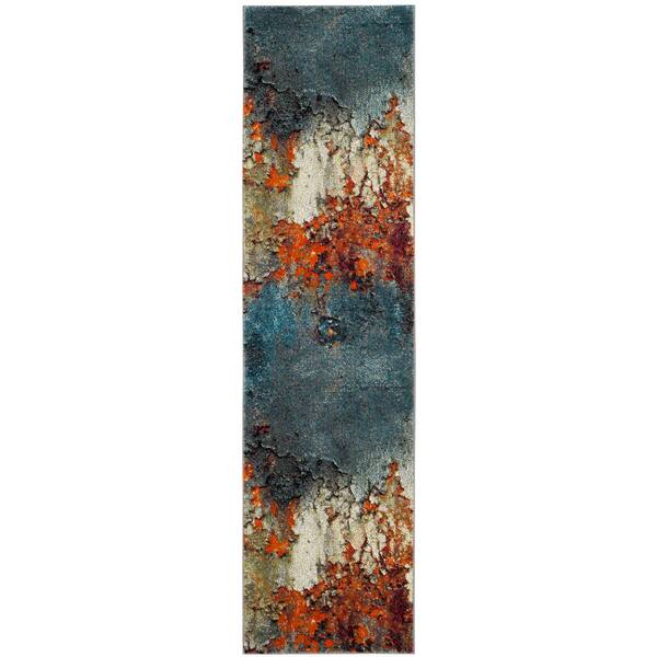 Glacier 2 ft. x 20 ft. Blue/Multi Abstract Geometric Runner Rug