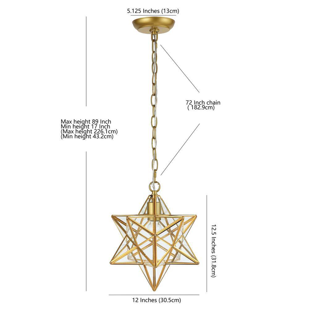 Stella Transitional Glam 12" Gold Leaf Iron LED Pendant