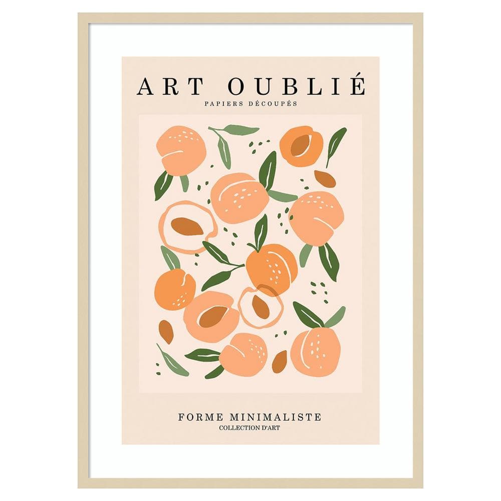 Peachy Botanical Minimalist 30"x41" Wood Framed Wall Art