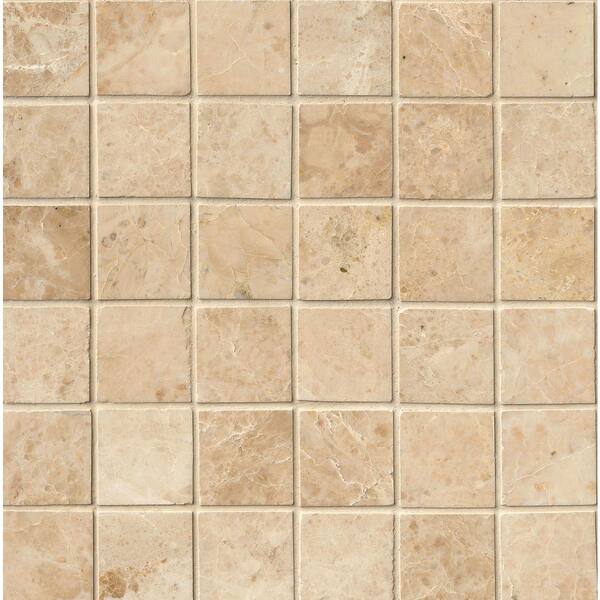 MSI Crema Cappuccino 12 in. x 12 in. x 10mm Polished Marble Mesh-Mounted Mosaic Tile (10 sq. ft. / case)
