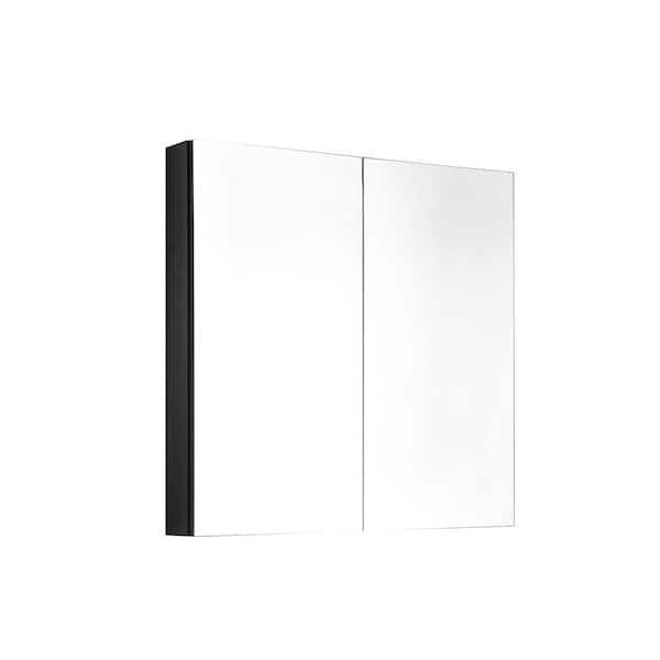 Unbranded 36 in. W x 36 in. H Rectangular Black Aluminum Surface Mount Medicine Cabinet with Mirror