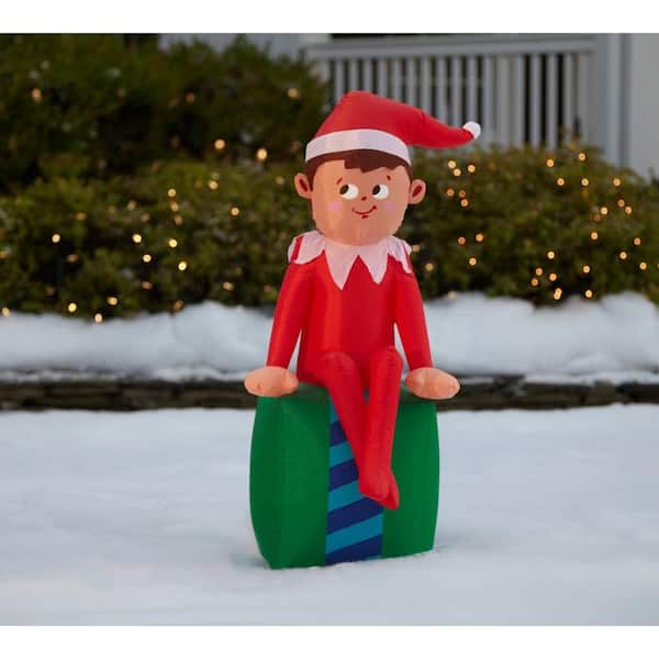 Gemmy 3.5 ft. H x 2 ft. W x 2 ft. 76 in. L LED Lighted Christmas Inflatable  Airblown-Bluey in Santa Hat-SM-Bluey G-882399 - The Home Depot