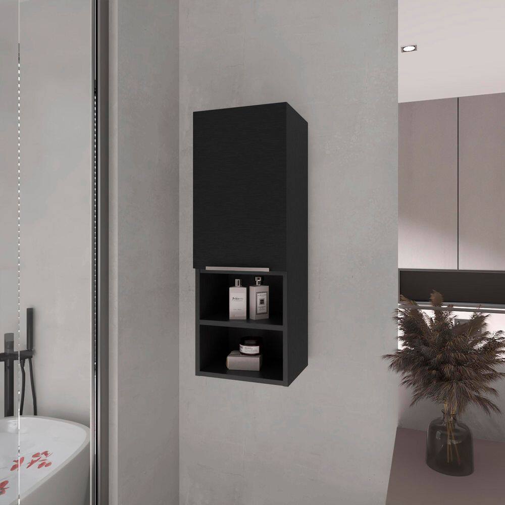 11.8 in. W x 32 in. H Rectangular Black MDF Surface Mount Medicine Cabinet without Mirror, with 4 Shelves price history on PriceWatchPro