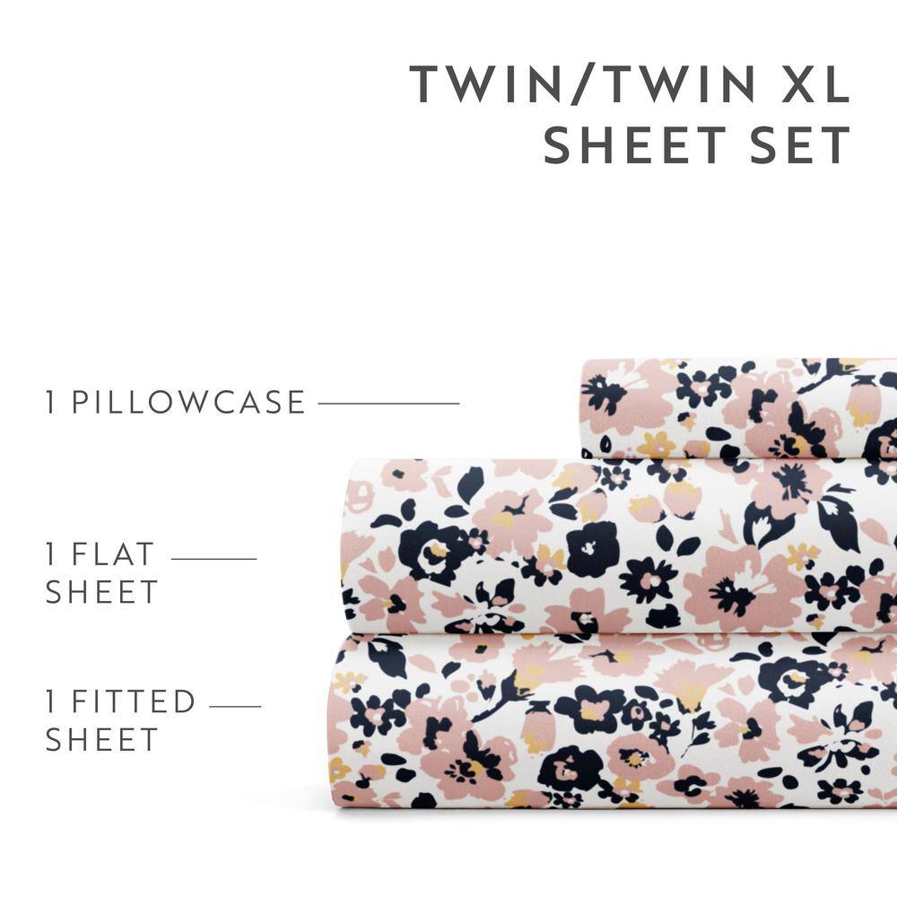 Mauve Floral Twin Microfiber Kids Cover Sheet Set