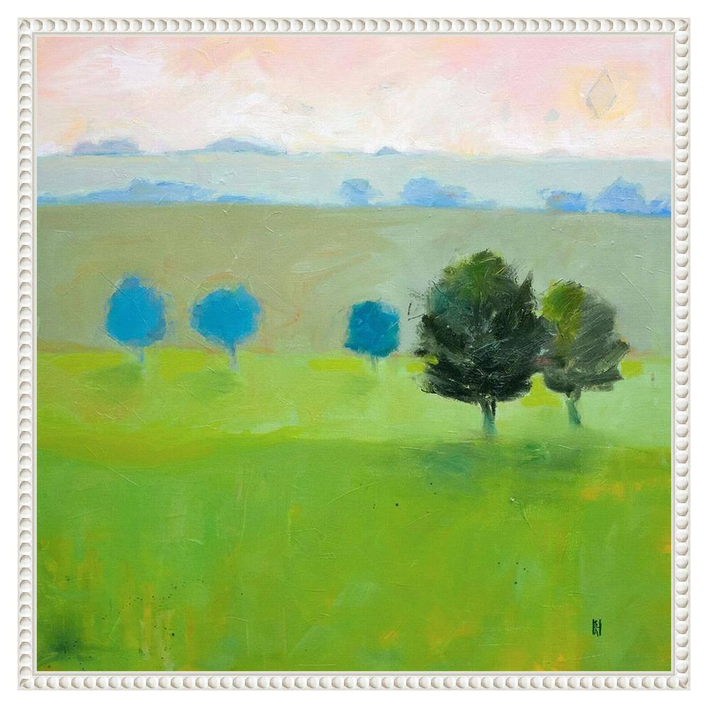 Gascony Trees Contemporary Landscape Canvas Wall Art in White Frame