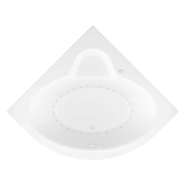 Jasper Series 85 in. x 67 in. Neo Angle Air Bathtub with Center Drain and Aromatherapy Bubbles in Glossy Smooth White