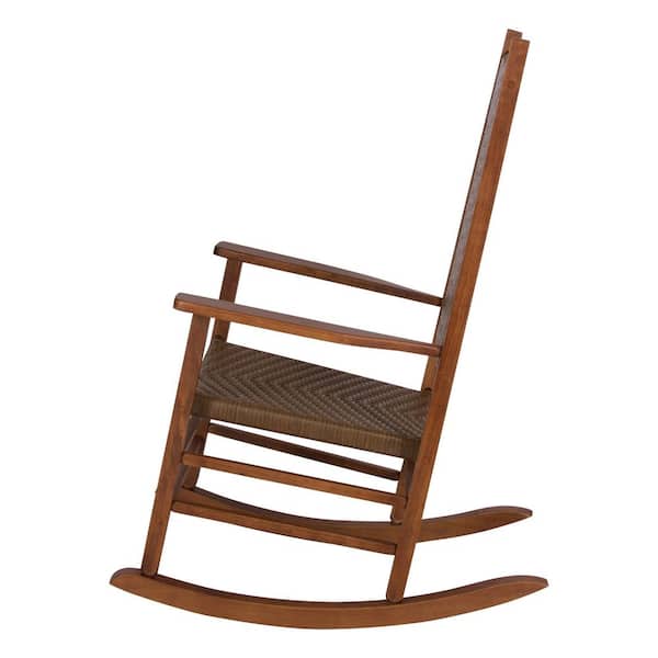 Shine Company Hampton Porch Rocker Oak Wood Outdoor Rocking Chair