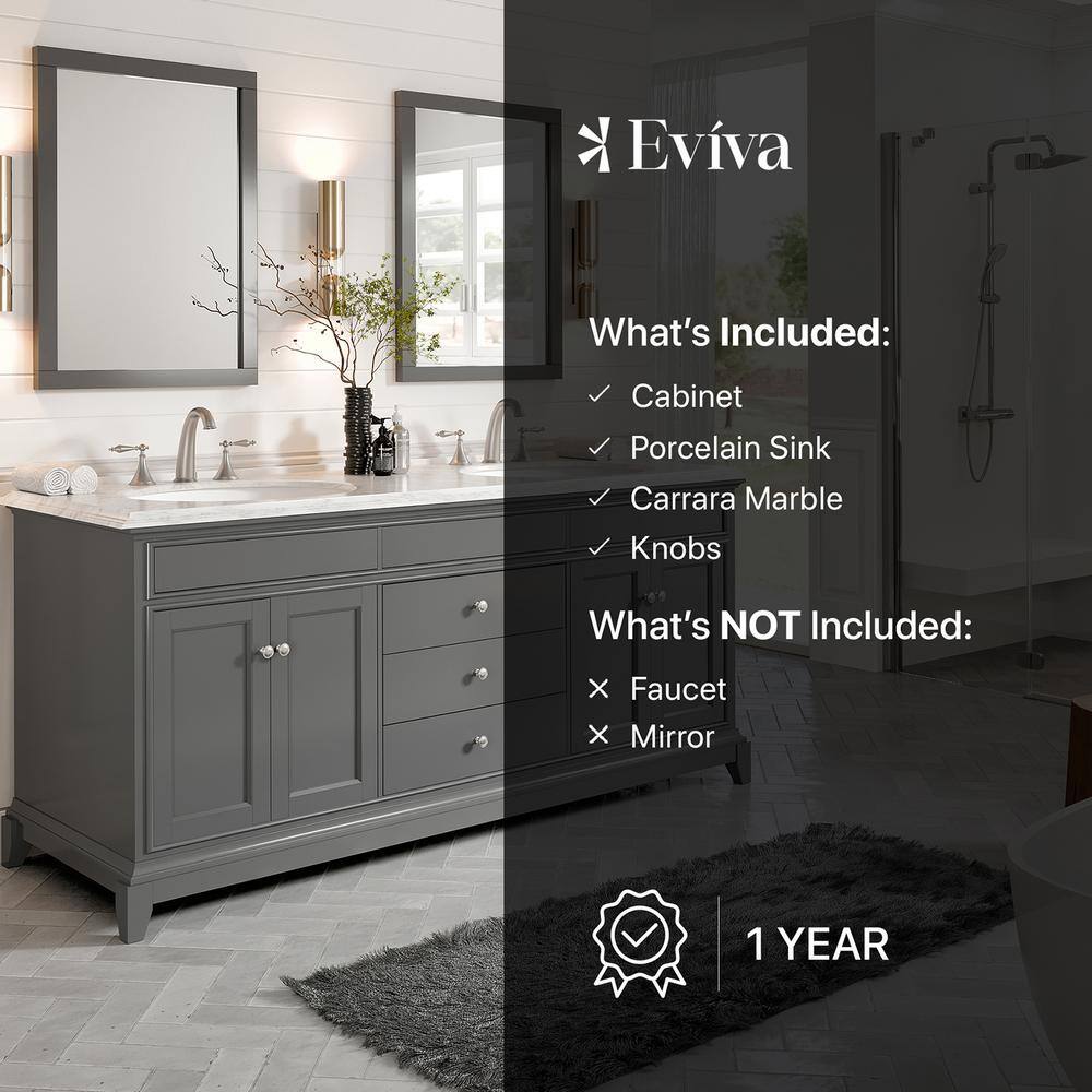 Gray Marble Double Sink Freestanding Bathroom Vanity