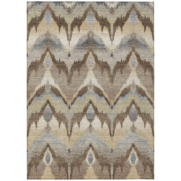 Chantille Machine Washable Indoor/Outdoor Abstract ACN2926 Chocolate 10 ft. x 14 ft. Area Rug