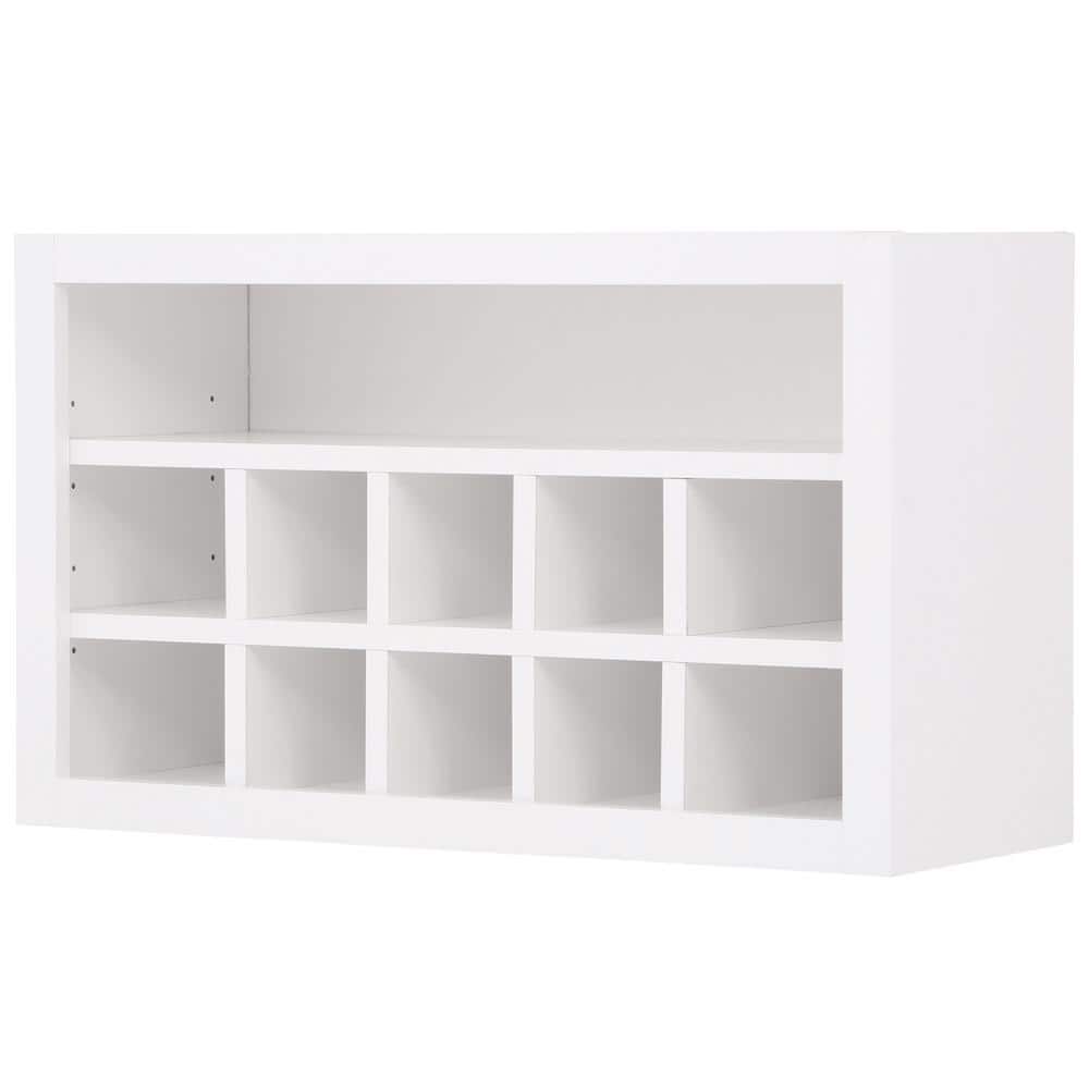 Hampton Bay Hampton 30 in. W x 12 in. D x 18 in. H Assembled Wall Kitchen Cabinet in Satin White with Microwave Shelf & Dividers -  KWFC3018-SW