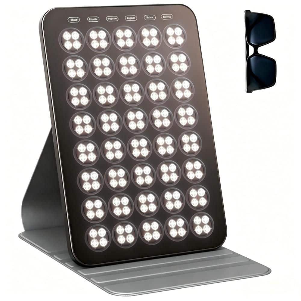 Multi-Mode Red Portable Light Therapy Panel with Protective Goggles and Timer Facial & Body Care Bath Accessory (1-Pack)