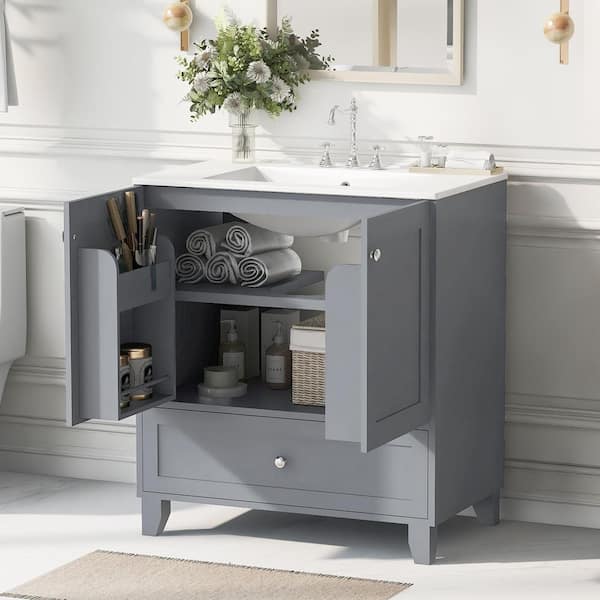 Xzkai 30 in. W x 18 in. D x 34 in. H Single Sink Bath Vanity in