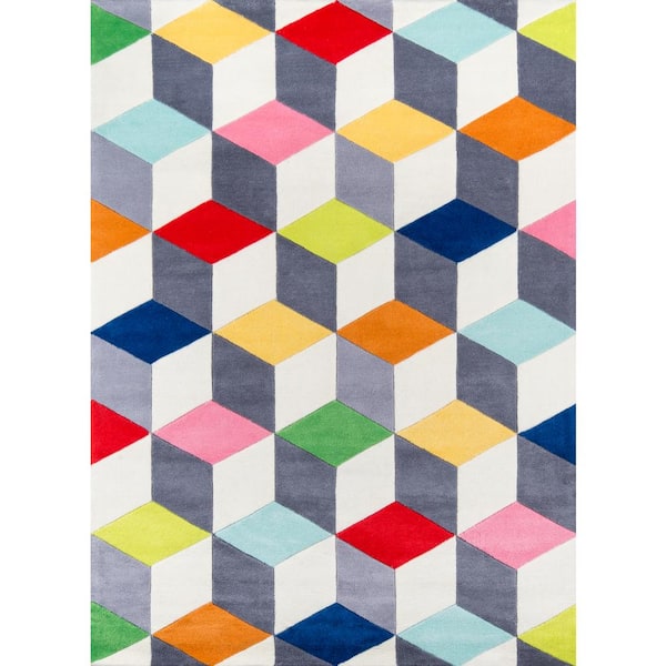 Momeni Lil Mo Hipster Color Cubes Multi 5 ft. x 7 ft. Indoor Kids Area Rug