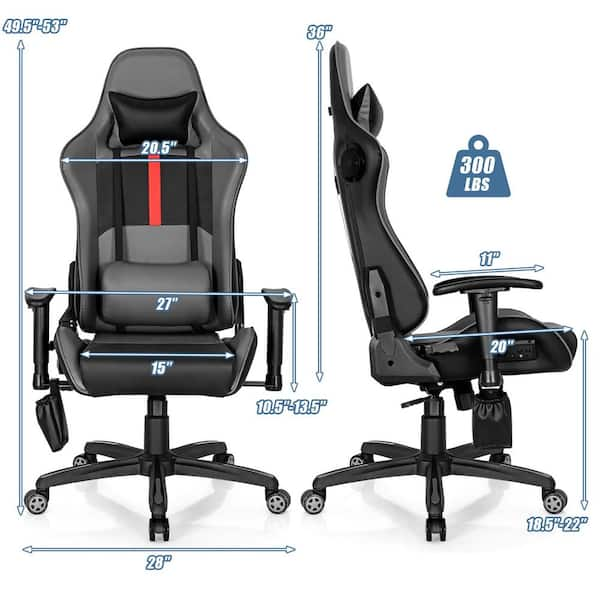 Costway Black Vinyl Seat Massage Gaming Chairs with Arms HW66144BK - The  Home Depot