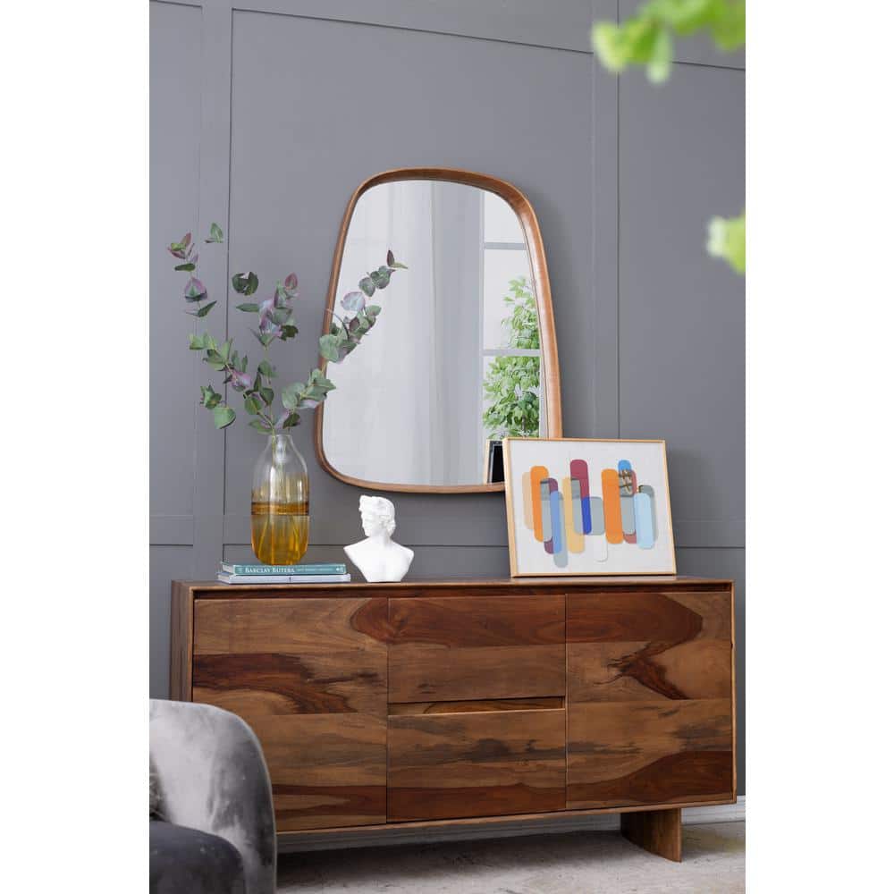 Wayne Light Brown Wood Rectangular Vanity Mirror