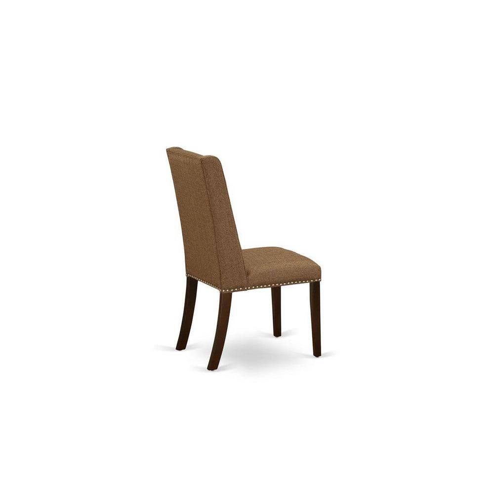Mahogany Square Dining Set with Brown Beige Linen Chairs