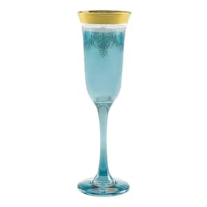 Blue Flutes with Gold Band (Set of 6)