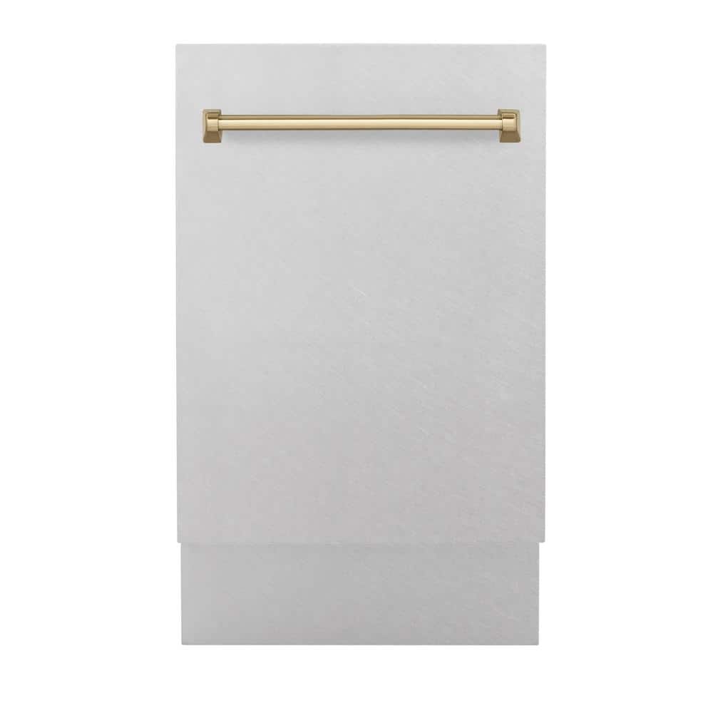 Autograph Edition 18 in. Tallac Top Control Dishwasher with Satin Stainless Steel Panel and Champagne Bronze Handle