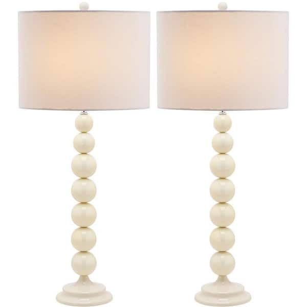 SAFAVIEH Jenna 31 in. White Stacked Ball Table Lamp with Off-White