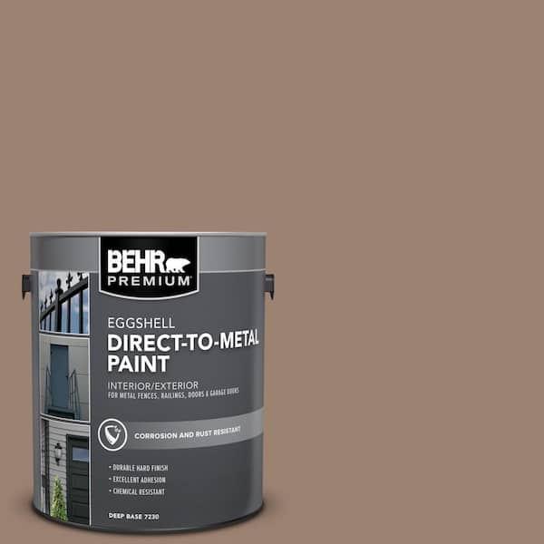 BEHR PREMIUM 1 gal. #AE-4 Pecan Brown Eggshell Direct to Metal Interior/Exterior Paint
