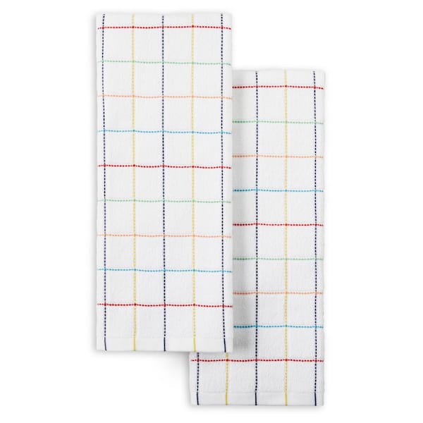 Fiesta Grand Canyon White/Blue/Red Grid Cotton Kitchen Towel (Set of 2 ...