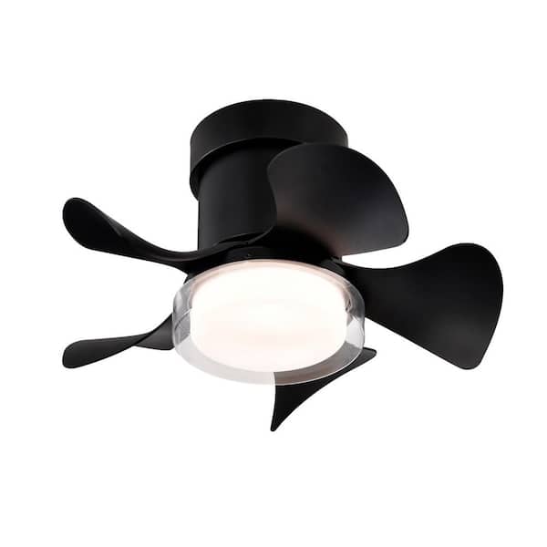 21 in. Smart Black Indoor 6-Speed ABS Black Blades Flush Mount Ceiling Fan with 3-Color LED Light and Remote Control
