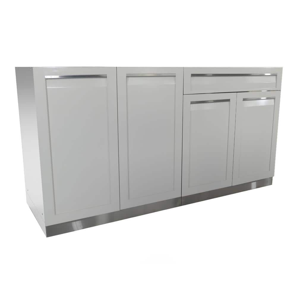 4 Life Outdoor Stainless Steel 2 Piece 64x35x22 5 In Outdoor Kitchen Cabinet Set With Powder Coated Doors In White W40064 The Home Depot