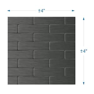 Take Home Sample Bricky Dark Grey 4 in. x 4 in. 5 mm Metal Peel and Stick Wall Mosaic Tile (0.11 sq. ft / Each)