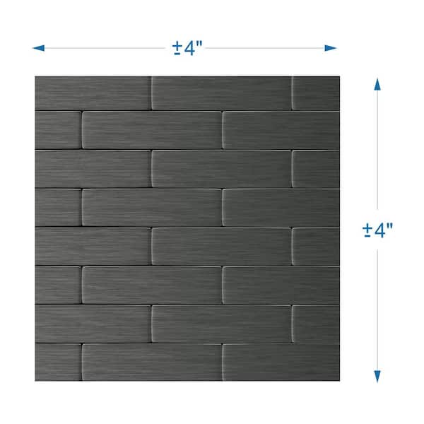 Inoxia SpeedTiles Take Home Sample Bricky Dark Grey 4 in. x 4 in. 5 mm Metal Peel and Stick Wall Mosaic Tile (0.11 sq. ft / Each)