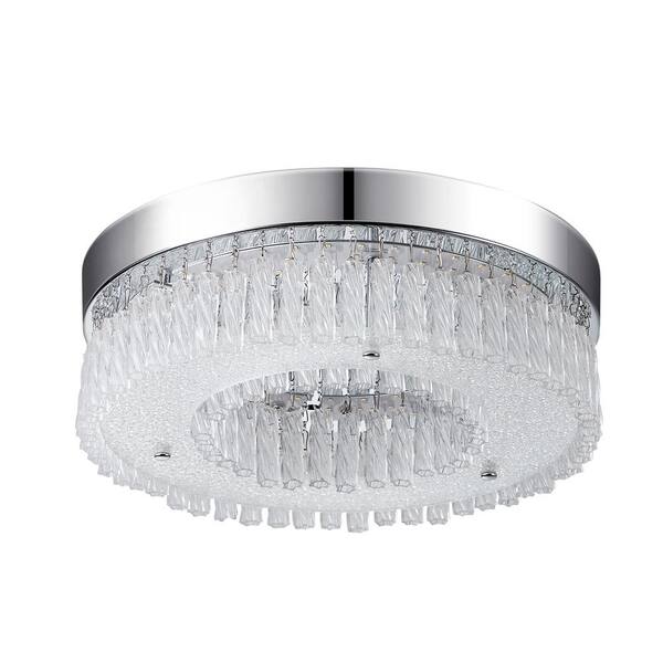 Tidoin 1-Light Integrated LED Chrome Flush Mount Ceiling Light Chandelier