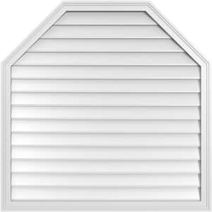42 in. x 42 in. Octagonal Top Surface Mount PVC Gable Vent: Decorative with Brickmould Frame