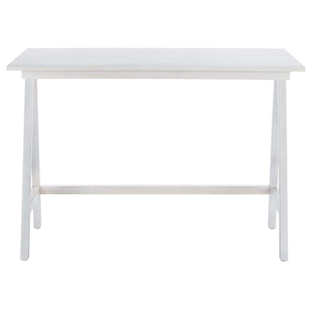Asymmetrical Whitewashed Mahogany Desk with Drawer