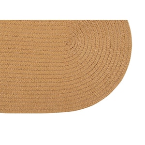 Country Braid Collection Straw Solid 42" x 66" Oval 100% Polypropylene Reversible Solid Area Rug