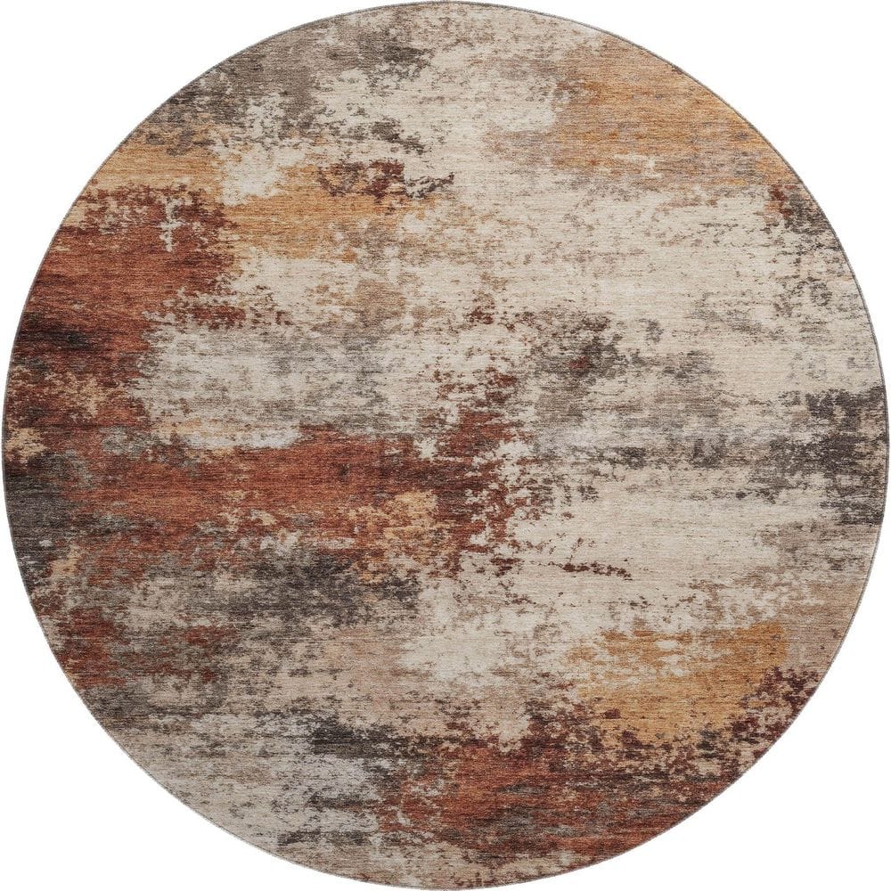 Mayfield Premium Machine Washable Abstract AMF2064 Paprika 8 ft. x 8 ft. Round Rug price history on PriceWatchPro