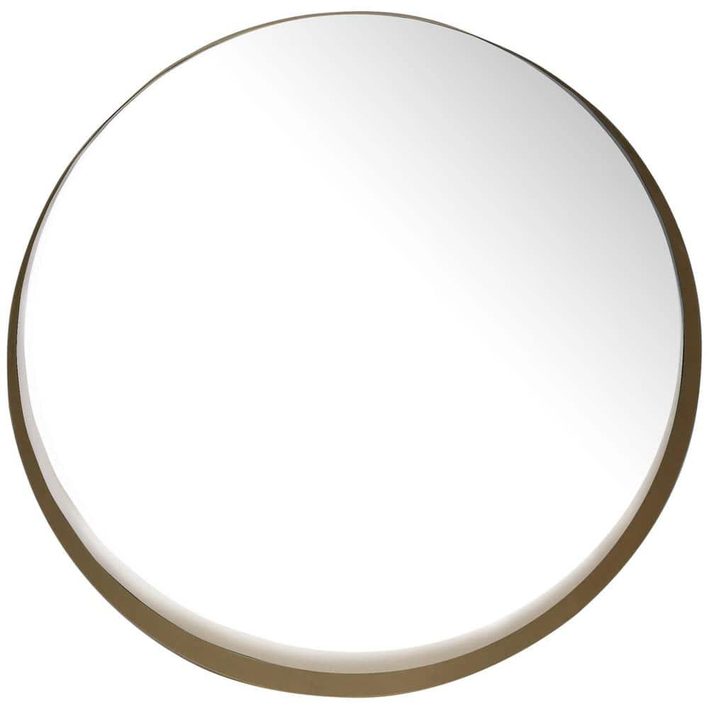 Home Decorators Collection Medium Round Gold Deep-Set Modern Mirror (26 in. Diameter)