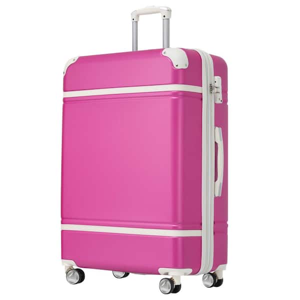 Merax 30.3 in. Pink Expandable ABS Hardside Luggage Spinner 28 in. Suitcase with TSA Lock Telescoping Handle Wrapped Corner
