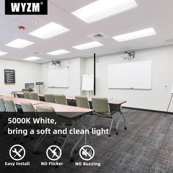 WYZM 2 ft. x 2 ft. 5800 Lumens Integrated LED Panel Light Dimmable 0-Volt-10-Volt 5000K Bright White (12-Pieces)