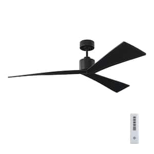 Adler 60 in. Indoor/Outdoor Black Ceiling Fan with Sloped Black Blades, DC Motor and 6-Speed Remote Control